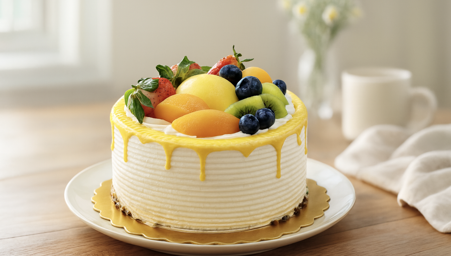 Mango Pudding Fresh Fruit Cake