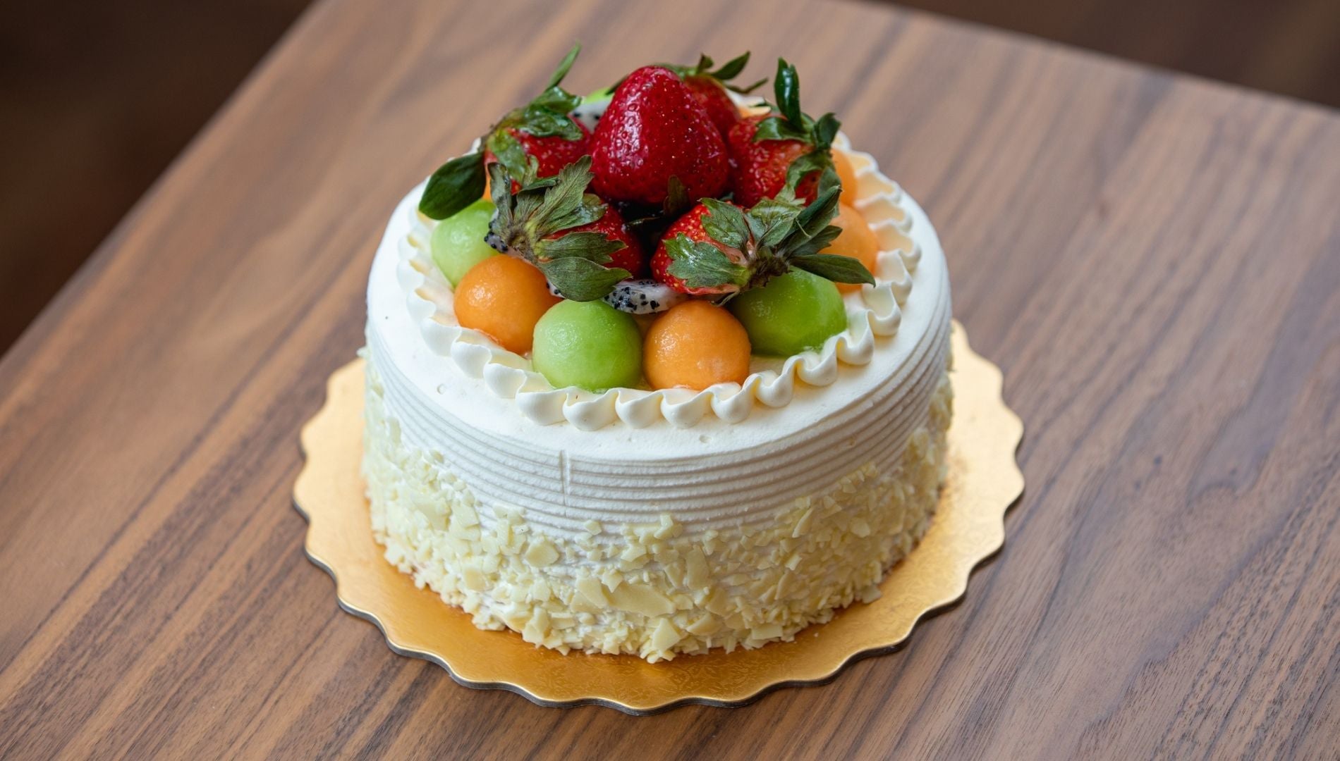 Mixed Fruit Cake with Fresh Whipped Cream
