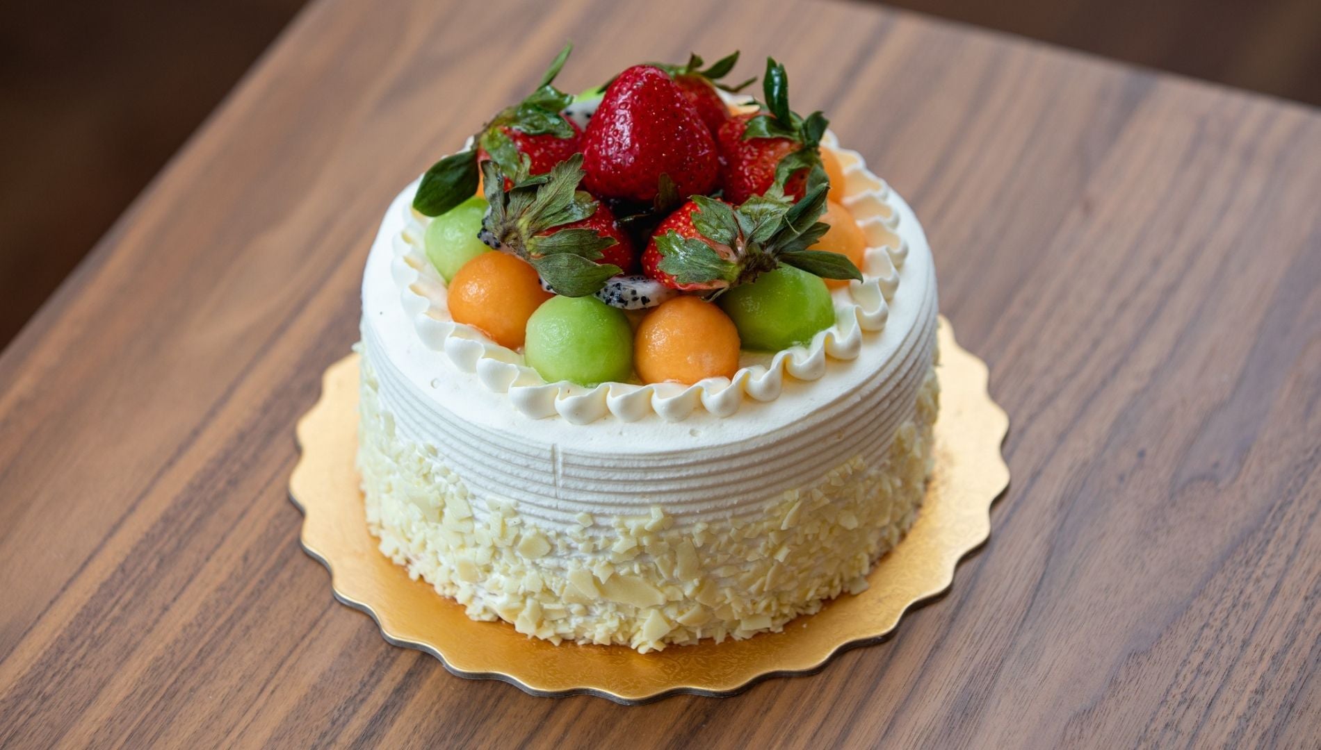 Fresh Fruit Cake with Fresh Whipped Cream