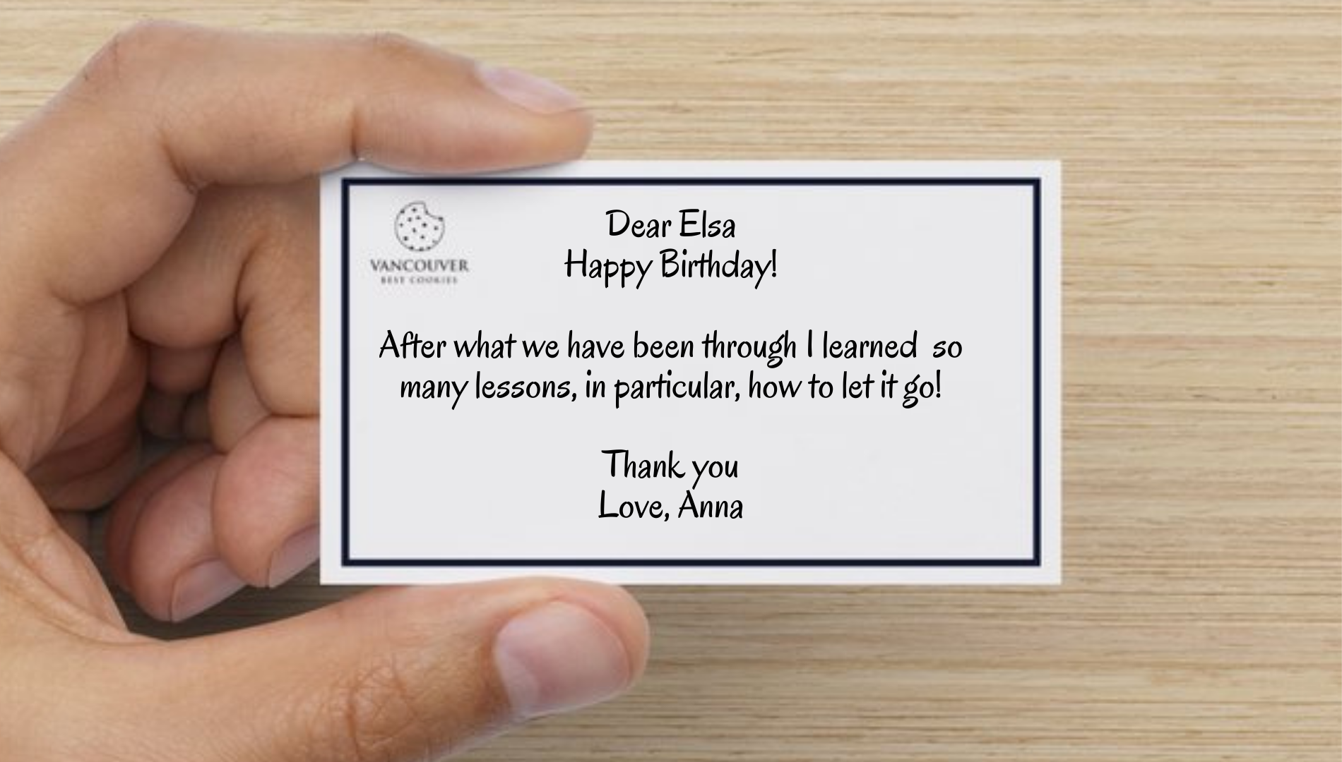 Gift Card with Handwritten Message in Envelope